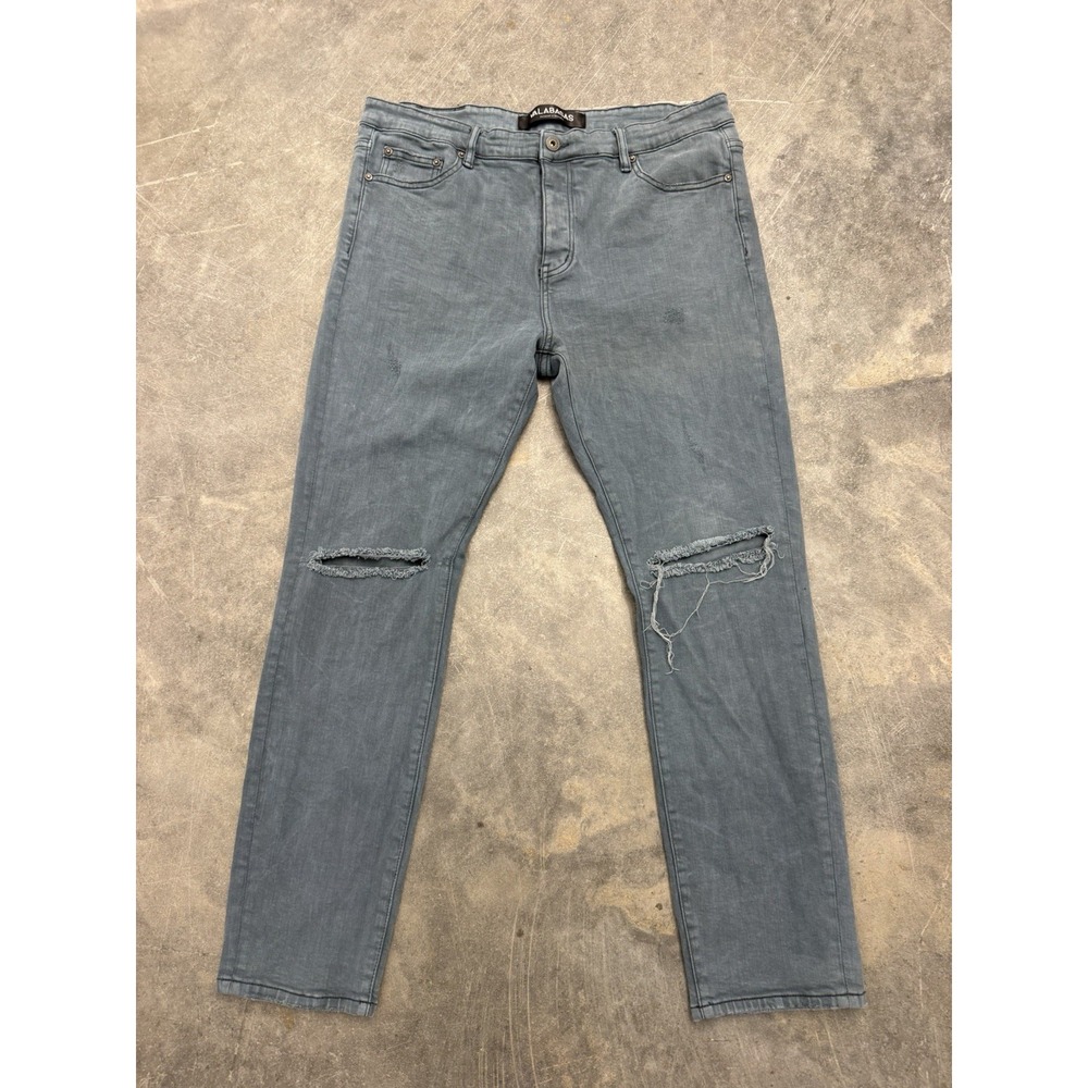 Valabasas Gray Distressed Men's Jeans Size 42 Designed In Memphis